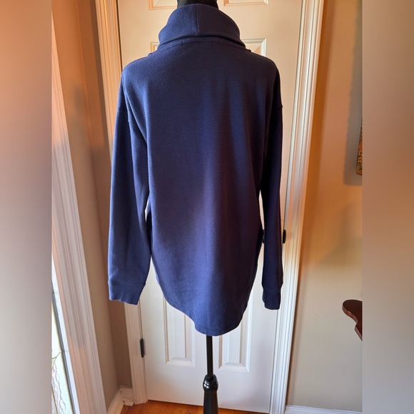 Lands’ End Women's waffle Navy Turtleneck Sweater - Picture 10 of 11